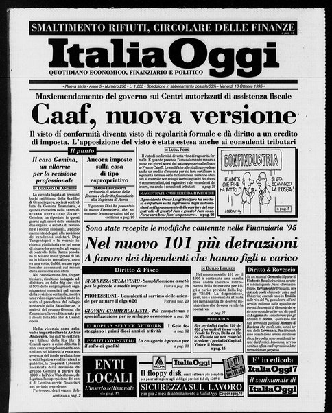 Italia oggi : quotidiano di economia finanza e politica